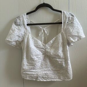 Abercrombie & Fitch White Eyelet Top